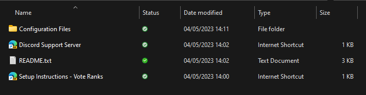 The Vote Ranks configuration file open for editing