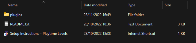 The extracted Playtime Levels files inside the server's plugins folder
